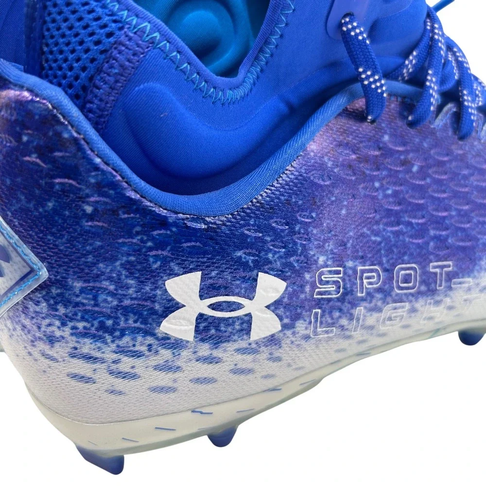 NEW Under Armour Spotlight Franchise RM Blue White‎ Football Cleats Mens Size 10